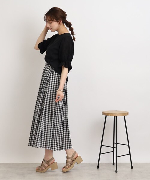 Cutie Blonde（キューティーブロンド）の「◆袖レースがさりげないお洒落ポイント コットンレースTシャツ（Tシャツ/カットソー・レディース・ダークグリーン/ブラック/ホワイト系・00）」の10枚目の写真