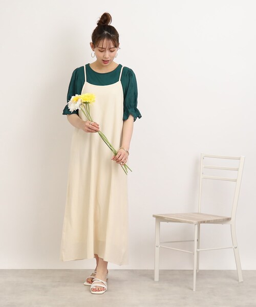 Cutie Blonde（キューティーブロンド）の「◆袖レースがさりげないお洒落ポイント コットンレースTシャツ（Tシャツ/カットソー・レディース・ダークグリーン/ブラック/ホワイト系・00）」の15枚目の写真