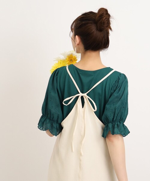 Cutie Blonde（キューティーブロンド）の「◆袖レースがさりげないお洒落ポイント コットンレースTシャツ（Tシャツ/カットソー・レディース・ダークグリーン/ブラック/ホワイト系・00）」の20枚目の写真