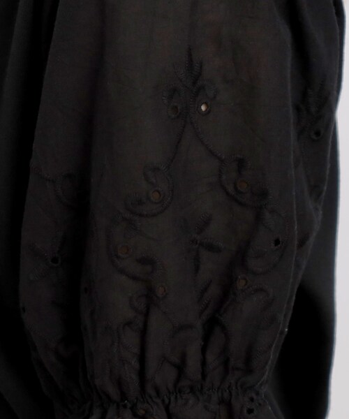 Cutie Blonde（キューティーブロンド）の「◆袖レースがさりげないお洒落ポイント コットンレースTシャツ（Tシャツ/カットソー・レディース・ダークグリーン/ブラック/ホワイト系・00）」の22枚目の写真