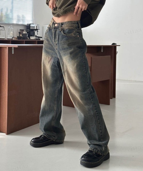 Dalfwin(ダールフィン)の「【選べる3サイズ展開】韓国ファッション ヴィンテージウォッシュワイドデニムパンツ(デニムパンツ・レディース・ダークブルー・SMALL/MEDIUM/LARGE)」の11枚目の写真