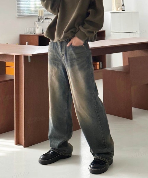 Dalfwin(ダールフィン)の「【選べる3サイズ展開】韓国ファッション ヴィンテージウォッシュワイドデニムパンツ(デニムパンツ・レディース・ダークブルー・SMALL/MEDIUM/LARGE)」の12枚目の写真