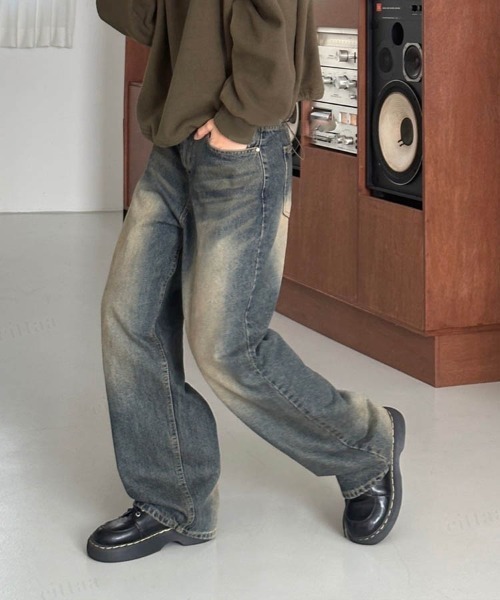 Dalfwin(ダールフィン)の「【選べる3サイズ展開】韓国ファッション ヴィンテージウォッシュワイドデニムパンツ(デニムパンツ・レディース・ダークブルー・SMALL/MEDIUM/LARGE)」の5枚目の写真