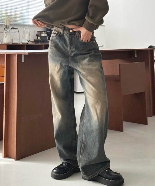 Dalfwin(ダールフィン)の「【選べる3サイズ展開】韓国ファッション ヴィンテージウォッシュワイドデニムパンツ(デニムパンツ・レディース・ダークブルー・SMALL/MEDIUM/LARGE)」の7枚目の写真