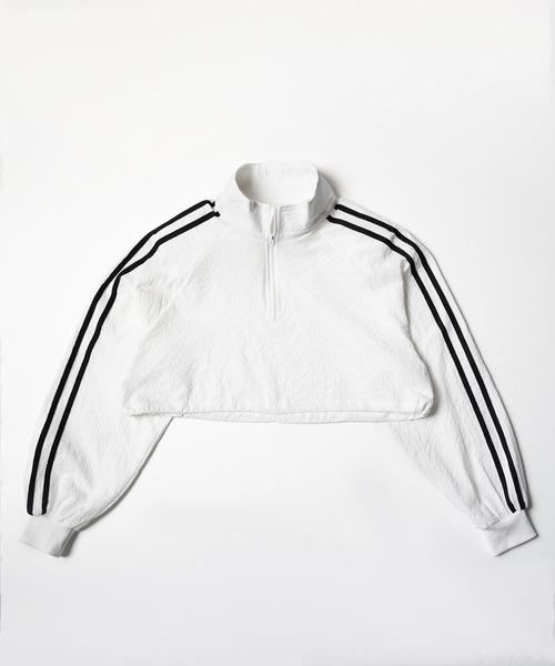 me+em select（ミームセレクト）の「【 裾が絞れる２WAY 】サイドラインハーフジップショートプルオーバー（ブルゾン・レディース・ホワイト/ブラック/ピンク・FREE）」の22枚目の写真