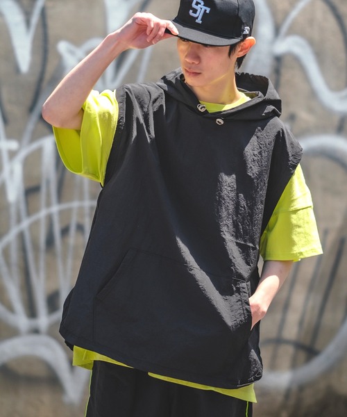 improves（インプローブス）の「フード付き プルオーバー ベスト（ベスト・メンズ・チャコール/ブラック・FREE）」の3枚目の写真