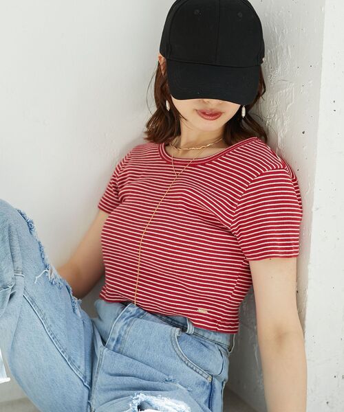 MAJESTIC LEGON(マジェスティックレゴン)の「クロップド半袖Tee(Tシャツ/カットソー・レディース・オフホワイト/ホワイト系その他/ブラック/イエロー系その他/レッド系その他2/ピンク・MEDIUM)」の13枚目の写真