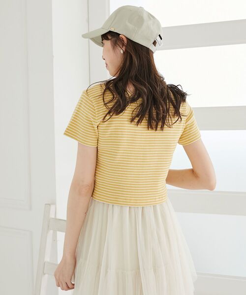 MAJESTIC LEGON(マジェスティックレゴン)の「クロップド半袖Tee(Tシャツ/カットソー・レディース・オフホワイト/ホワイト系その他/ブラック/イエロー系その他/レッド系その他2/ピンク・MEDIUM)」の9枚目の写真