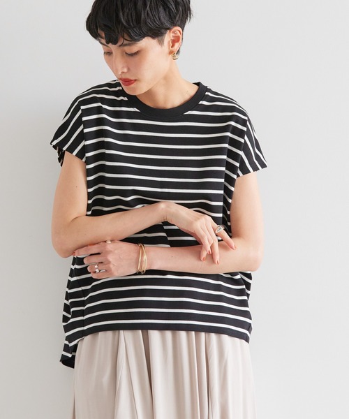 AMERICAN HOLIC（アメリカンホリック）の「キレイCottonフレンチスリーブカットプルオーバー（Tシャツ/カットソー・レディース・ブラウン/アイボリー/その他7/ネイビー/グレイッシュベージュ・M/L）」の5枚目の写真