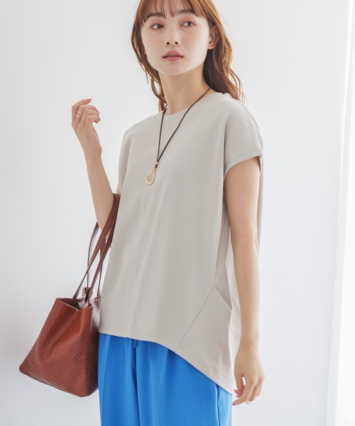 AMERICAN HOLIC（アメリカンホリック）の「キレイCottonフレンチスリーブカットプルオーバー（Tシャツ/カットソー・レディース・ブラウン/アイボリー/その他7/ネイビー/グレイッシュベージュ・M/L）」の3枚目の写真