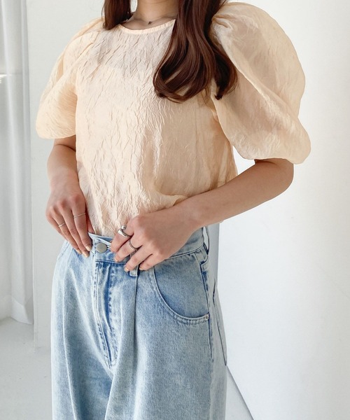 Heather(ヘザー)の「AZATOシアーボリュームブラウス 908376(シャツ/ブラウス・レディース・ブラック/グリーン/アイボリー・FREE)」の1枚目の写真