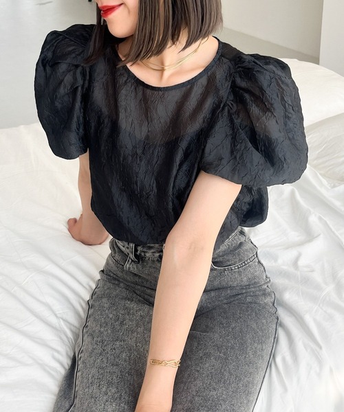 Heather(ヘザー)の「AZATOシアーボリュームブラウス 908376(シャツ/ブラウス・レディース・ブラック/グリーン/アイボリー・FREE)」の17枚目の写真