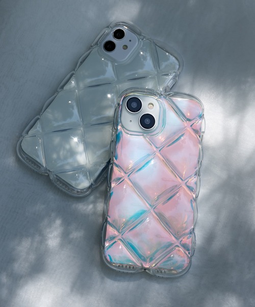 セール】キルティング クリア レーザー iPhoneケース カバー 11 12