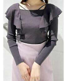 MERCURYDUO | ロングスリーブラッフルコンパクトニット(ニット/セーター)