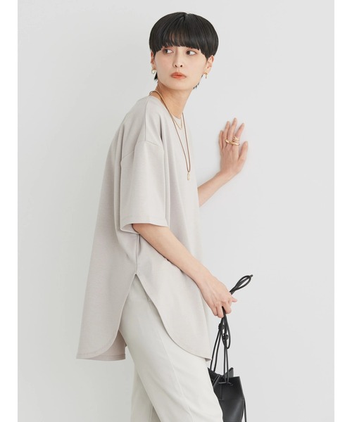 AMERICAN HOLIC（アメリカンホリック）の「抗菌防臭　Daily!　裾ラウンドカットチュニック①（チュニック・レディース・オフホワイト/ブラック/グレイッシュベージュ/ブラウン・M/L）」の14枚目の写真