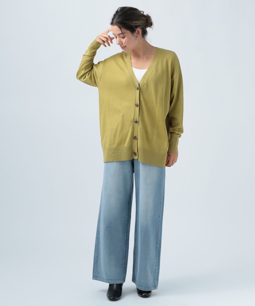 BAYFLOW（ベイフロー）の「カラーＶネックニットカーディガン（カーディガン/ボレロ・レディース・ライトブルー/イエロー/オレンジ/グレイッシュベージュ・FREE）」の9枚目の写真