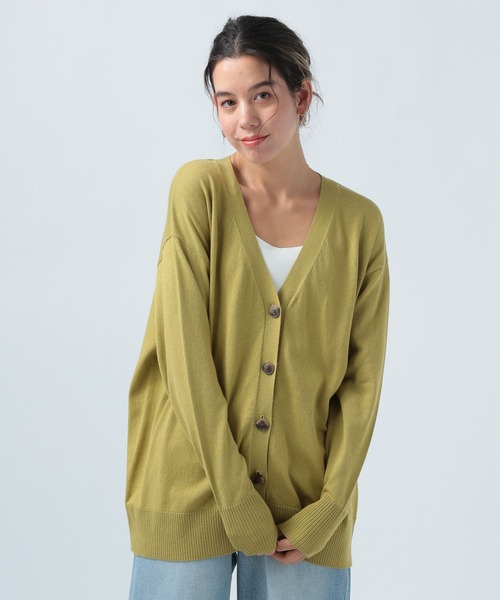 BAYFLOW（ベイフロー）の「カラーＶネックニットカーディガン（カーディガン/ボレロ・レディース・ライトブルー/イエロー/オレンジ/グレイッシュベージュ・FREE）」の13枚目の写真