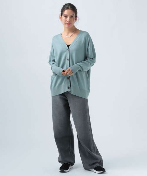 BAYFLOW（ベイフロー）の「カラーＶネックニットカーディガン（カーディガン/ボレロ・レディース・ライトブルー/イエロー/オレンジ/グレイッシュベージュ・FREE）」の14枚目の写真