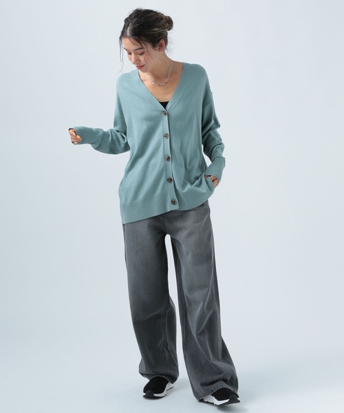 BAYFLOW（ベイフロー）の「カラーＶネックニットカーディガン（カーディガン/ボレロ・レディース・ライトブルー/イエロー/オレンジ/グレイッシュベージュ・FREE）」の15枚目の写真