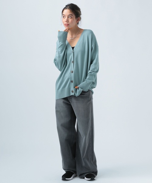 BAYFLOW（ベイフロー）の「カラーＶネックニットカーディガン（カーディガン/ボレロ・レディース・ライトブルー/イエロー/オレンジ/グレイッシュベージュ・FREE）」の16枚目の写真