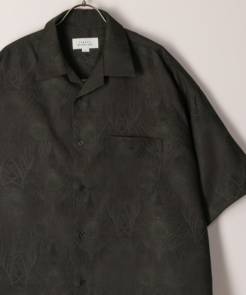 TIMELY WARNING（タイムリーワーニング）の「リネンライク総柄オープンカラー半袖シャツ/ビッグシルエット（シャツ/ブラウス・メンズ・チャコールグレー/ブラック/ネイビー/ブラック系その他/ブラック系その他2/ブラック系その他3・M/L）」の3枚目の写真