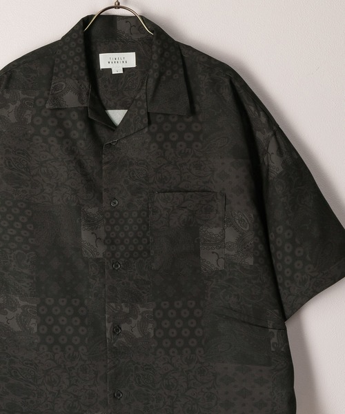 TIMELY WARNING（タイムリーワーニング）の「リネンライク総柄オープンカラー半袖シャツ/ビッグシルエット（シャツ/ブラウス・メンズ・チャコールグレー/ブラック/ネイビー/ブラック系その他/ブラック系その他2/ブラック系その他3・M/L）」の4枚目の写真