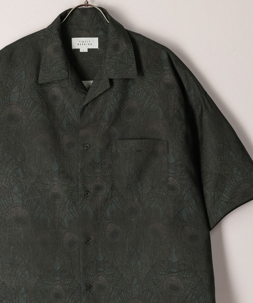 TIMELY WARNING（タイムリーワーニング）の「リネンライク総柄オープンカラー半袖シャツ/ビッグシルエット（シャツ/ブラウス・メンズ・チャコールグレー/ブラック/ネイビー/ブラック系その他/ブラック系その他2/ブラック系その他3・M/L）」の5枚目の写真