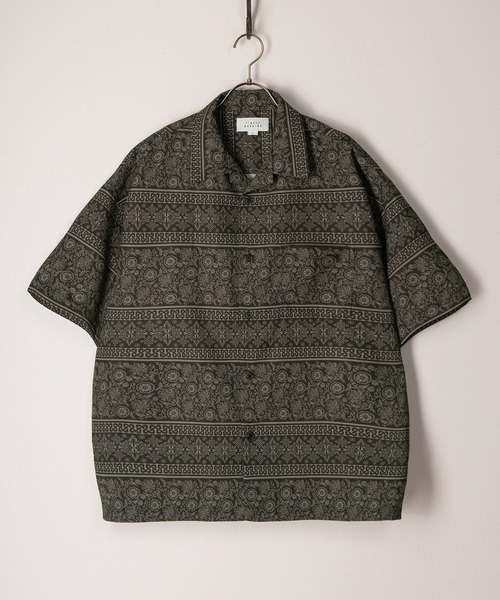 TIMELY WARNING（タイムリーワーニング）の「リネンライク総柄オープンカラー半袖シャツ/ビッグシルエット（シャツ/ブラウス・メンズ・チャコールグレー/ブラック/ネイビー/ブラック系その他/ブラック系その他2/ブラック系その他3・M/L）」の7枚目の写真