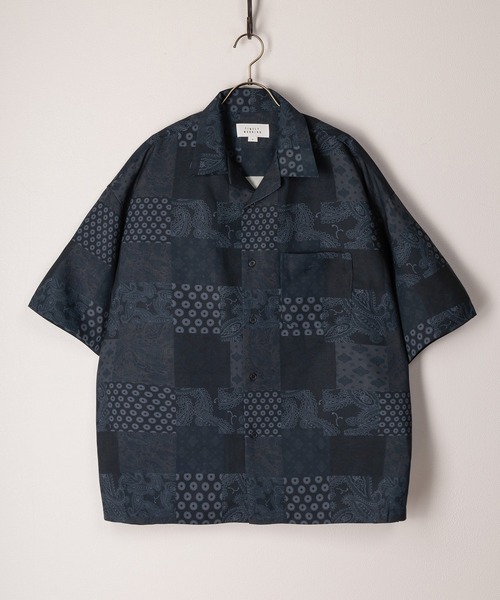 TIMELY WARNING（タイムリーワーニング）の「リネンライク総柄オープンカラー半袖シャツ/ビッグシルエット（シャツ/ブラウス・メンズ・チャコールグレー/ブラック/ネイビー/ブラック系その他/ブラック系その他2/ブラック系その他3・M/L）」の12枚目の写真