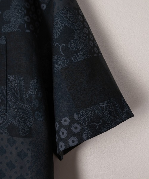 TIMELY WARNING（タイムリーワーニング）の「リネンライク総柄オープンカラー半袖シャツ/ビッグシルエット（シャツ/ブラウス・メンズ・チャコールグレー/ブラック/ネイビー/ブラック系その他/ブラック系その他2/ブラック系その他3・M/L）」の16枚目の写真