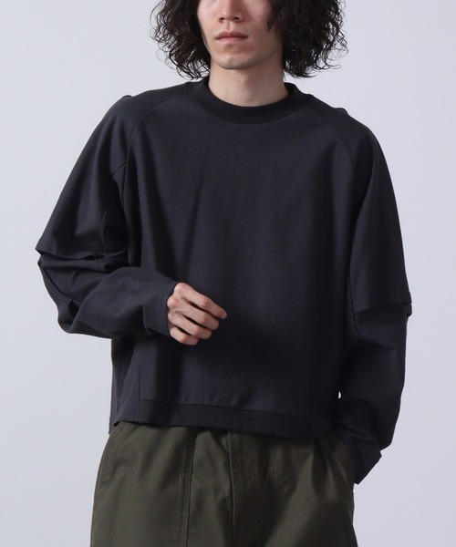 a lit r(ア リトル)の「a lit r/アリトル フェイクレイヤードロンTEE(Tシャツ/カットソー・メンズ・チャコール/ネイビー/ホワイト・L/M)」の2枚目の写真