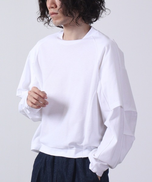 a lit r(ア リトル)の「a lit r/アリトル フェイクレイヤードロンTEE(Tシャツ/カットソー・メンズ・チャコール/ネイビー/ホワイト・L/M)」の6枚目の写真