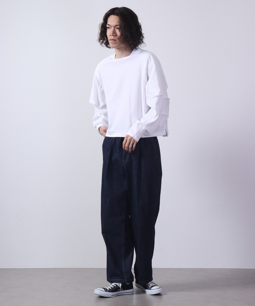 a lit r(ア リトル)の「a lit r/アリトル フェイクレイヤードロンTEE(Tシャツ/カットソー・メンズ・チャコール/ネイビー/ホワイト・L/M)」の9枚目の写真