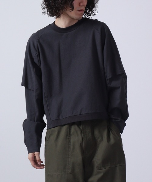 a lit r(ア リトル)の「a lit r/アリトル フェイクレイヤードロンTEE(Tシャツ/カットソー・メンズ・チャコール/ネイビー/ホワイト・L/M)」の10枚目の写真