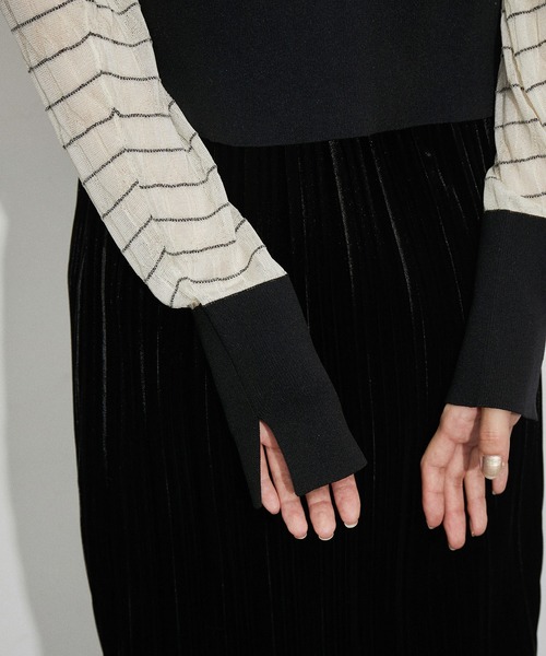 ADAM ET ROPE'（アダムエロペ）の「シアーボーダーカーディガン（カーディガン/ボレロ・レディース・サックスブルー/オフホワイト・FREE）」の12枚目の写真