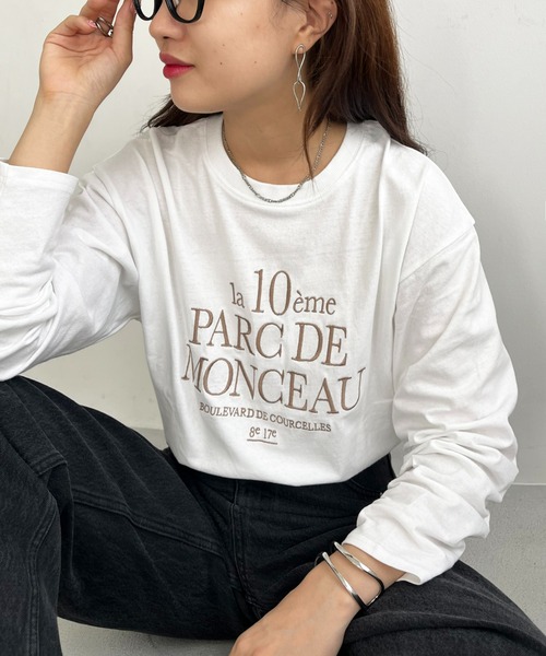 DISCOAT(ディスコート)の「クルセルロゴ刺繍ロングスリーブTシャツ(Tシャツ/カットソー・レディース・ベージュ/ホワイト/チャコールグレー/ブラウン・FREE)」の4枚目の写真