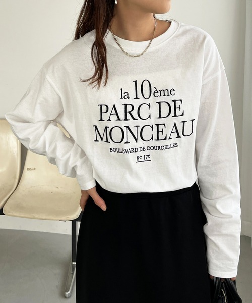 DISCOAT(ディスコート)の「クルセルロゴ刺繍ロングスリーブTシャツ(Tシャツ/カットソー・レディース・ベージュ/ホワイト/チャコールグレー/ブラウン・FREE)」の2枚目の写真