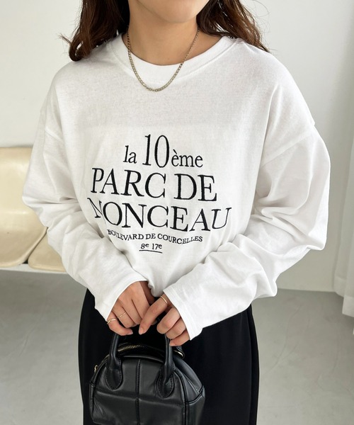 DISCOAT(ディスコート)の「クルセルロゴ刺繍ロングスリーブTシャツ(Tシャツ/カットソー・レディース・ベージュ/ホワイト/チャコールグレー/ブラウン・FREE)」の9枚目の写真