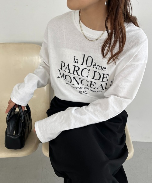 DISCOAT(ディスコート)の「クルセルロゴ刺繍ロングスリーブTシャツ(Tシャツ/カットソー・レディース・ベージュ/ホワイト/チャコールグレー/ブラウン・FREE)」の11枚目の写真