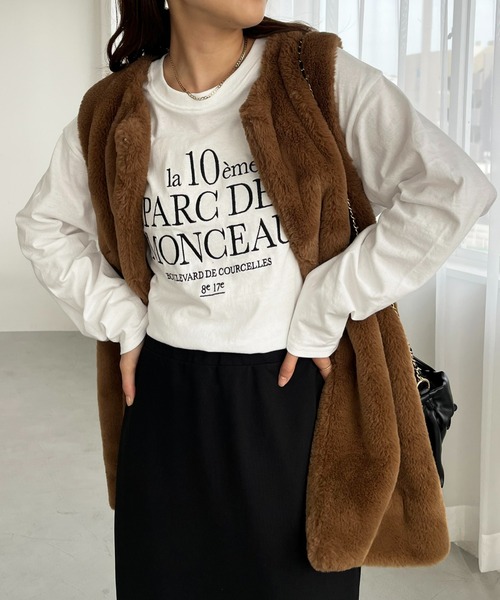 DISCOAT(ディスコート)の「クルセルロゴ刺繍ロングスリーブTシャツ(Tシャツ/カットソー・レディース・ベージュ/ホワイト/チャコールグレー/ブラウン・FREE)」の18枚目の写真