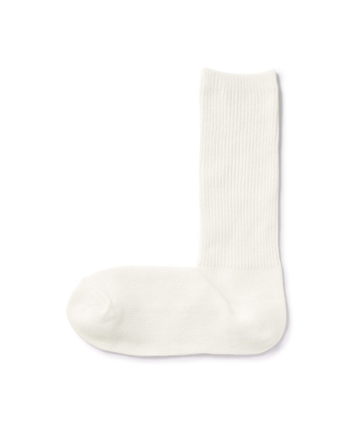 無印良品（ムジルシリョウヒン）の「足なり直角　履き口やわらか　リブ編み厚手靴下（無地／婦人）（ソックス/靴下・レディース・ブラウン系1/アイボリー/オフホワイト/ブラウン/ネイビー系/グレー/マスタード/ボルドー/ブラック/ダークグレー・21-23cm/23-25cm）」の2枚目の写真