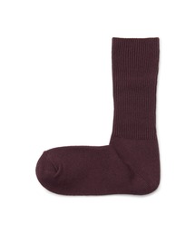 足なり直角　履き口やわらか　リブ編み厚手靴下（無地／婦人）