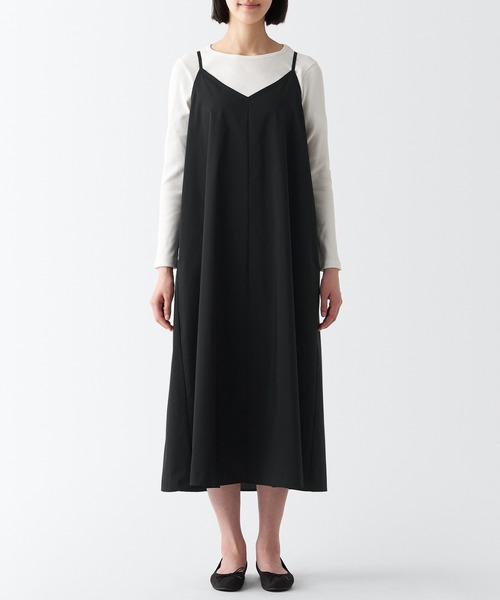 無印良品（ムジルシリョウヒン）の「乾きやすいブロードキャミソールワンピース（ワンピース・レディース・ダークブラウン/ブラック・XXL/S/L/XS/M/XL）」の3枚目の写真