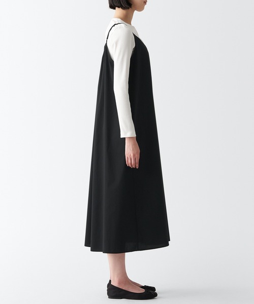 無印良品（ムジルシリョウヒン）の「乾きやすいブロードキャミソールワンピース（ワンピース・レディース・ダークブラウン/ブラック・XXL/S/L/XS/M/XL）」の4枚目の写真