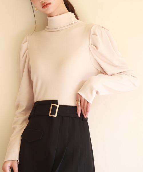 SAISON DE PAPILLON（セゾンドパピヨン）の「タートルネックリブカットソートップス（Tシャツ/カットソー・レディース・ブラック/ベージュ/ラベンダー・S/M/L）」の10枚目の写真