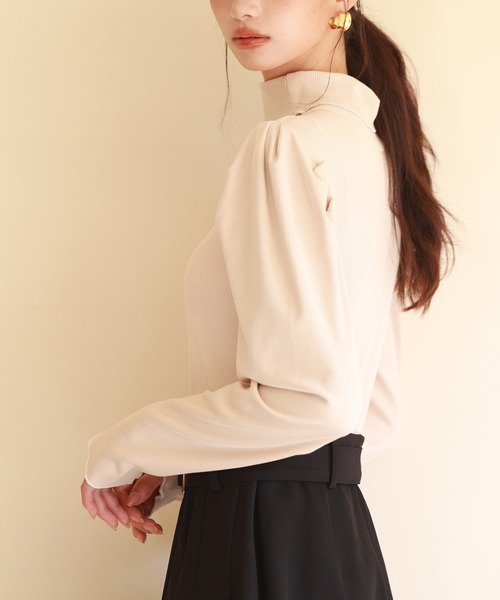 SAISON DE PAPILLON（セゾンドパピヨン）の「タートルネックリブカットソートップス（Tシャツ/カットソー・レディース・ブラック/ベージュ/ラベンダー・S/M/L）」の14枚目の写真