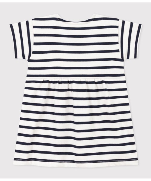 PETIT BATEAU（プチバトー）の「マリニエール半袖ワンピース（ワンピース・キッズ・ホワイト×ネイビー・18MONTH/24MONTH/12MONTH/36MONTH）」の2枚目の写真