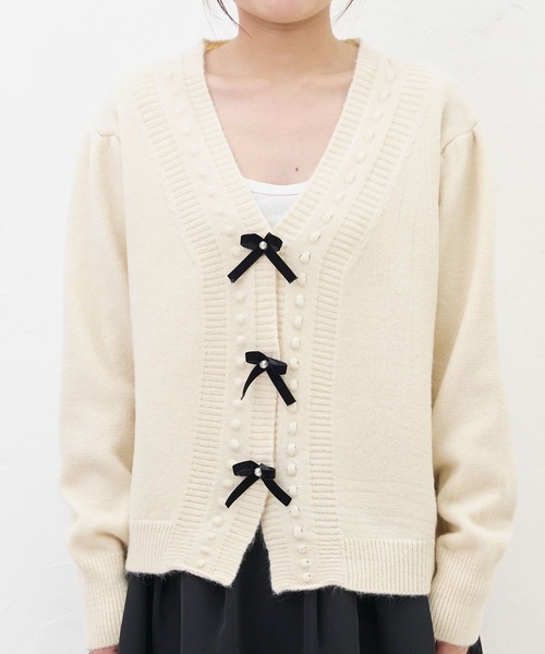 titty＆Co. PETIT（ティティアンドコープティ）の「【titty&Co.PETIT 】リボンニットカーディガン（ニット/セーター・レディース・ホワイト/ピンク・FREE）」の12枚目の写真