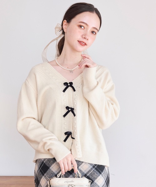 titty＆Co. PETIT（ティティアンドコープティ）の「【titty&Co.PETIT 】リボンニットカーディガン（ニット/セーター・レディース・ホワイト/ピンク・FREE）」の10枚目の写真