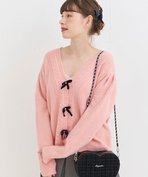 titty＆Co. PETIT（ティティアンドコープティ）の「【titty&Co.PETIT 】リボンニットカーディガン（ニット/セーター・レディース・ホワイト/ピンク・FREE）」の22枚目の写真